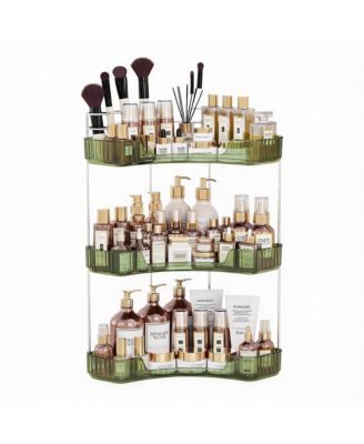 3-Tier Corner Bathroom Organizer with Toothbrush & Makeup Brush Holders