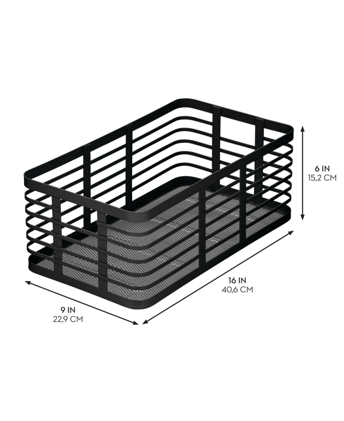Metal Pantry Basket with Handles - Set of 2, Matte Black
