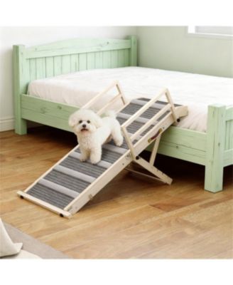 Dog Step with Side Rails Dog Ramp in Natural