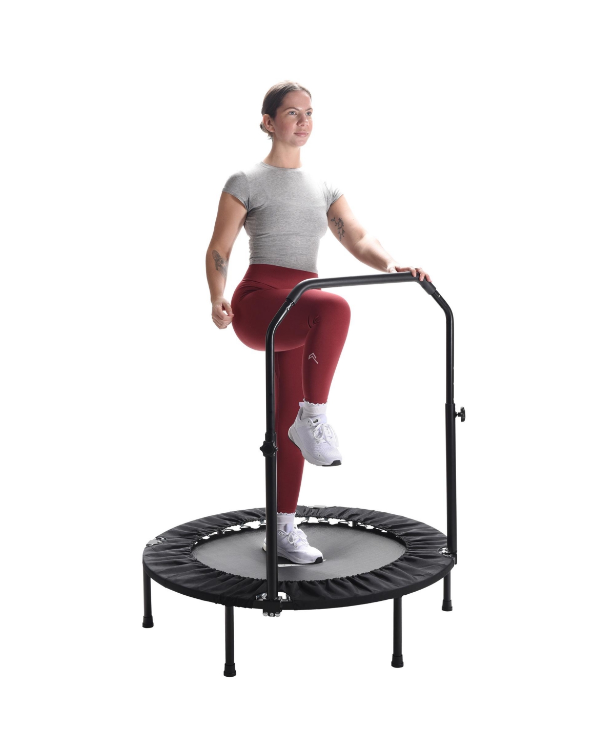Stamina inMotion 40" Round Fitness Trampoline with Adjustable Handlebars, Black