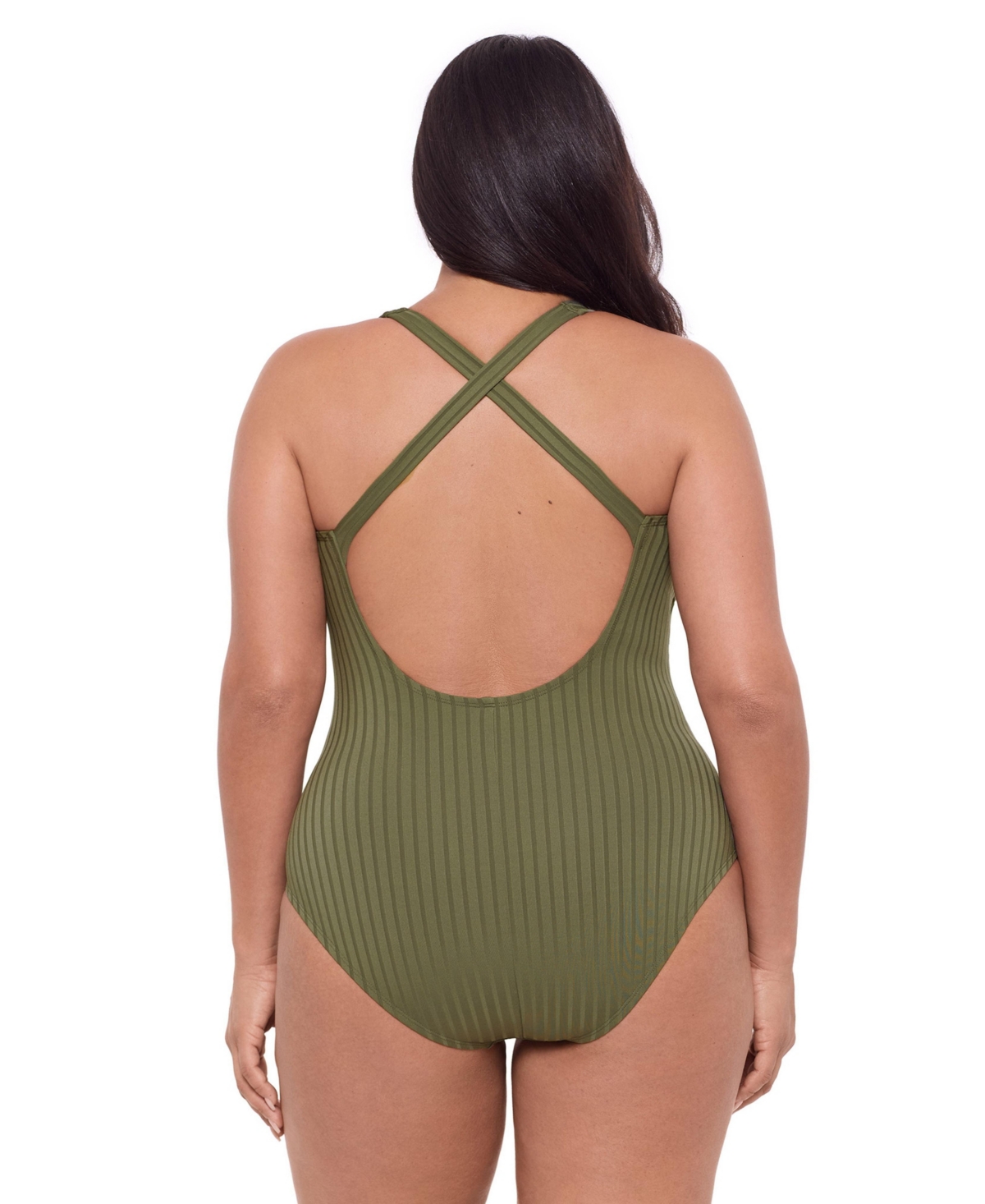 S3 Apparel Women's Sculpting Ribbed Scoop-Neck Crossback One-Piece Swimsuit