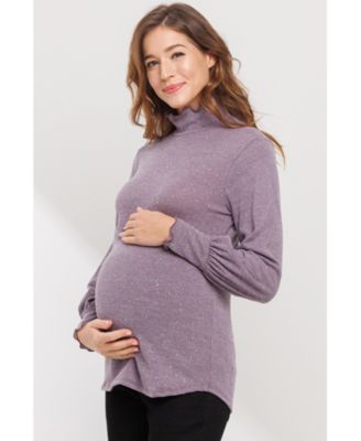 Maternity Shimmer Long Sleeve Mock Neck Top