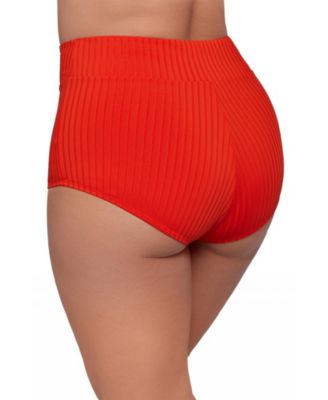 Women's S3 Smoothing Ribbed Ultra High-Waist Swim Shorts - Scarlet Red