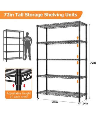 5-Tier 36 in W x 72 in H x 14 in D Height Adjustable Garage Wire Shelving Unit