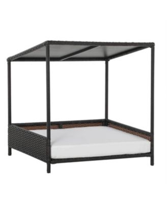 Dog House Raised Rattan Puppy Bed in Brown