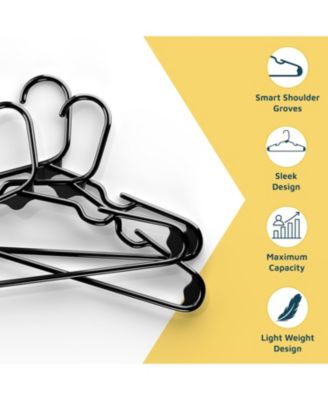 Kids Plastic Hangers, Black, 11.6", with shoulder notches, space-saving, hold 5 lbs, ideal for baby, toddler & kids  clothes, 30-pack.