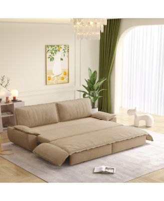 Corduroy Queen Sleeper Sofa Bed with Pull-Out for Small Spaces
