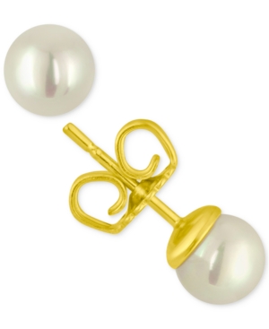 image of Majorica 18k Gold Vermeil White Organic Man Made Pearl (6 mm) Stud Earrings