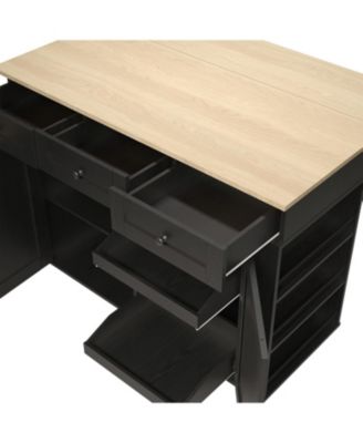 Rolling Kitchen Island with Drop-Leaf Top, Charging Station, Storage Cart with Shelves/Drawers, 47.2