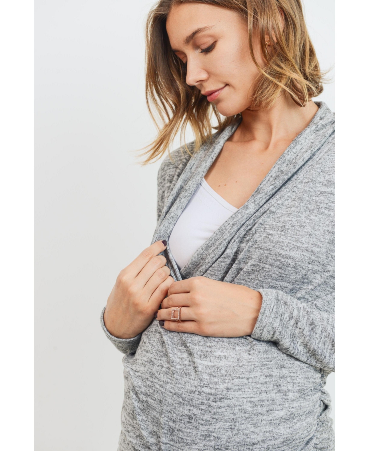 Hello Miz Maternity V Neck Wrap Long Sleeve Nursing Top