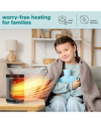 Portable Space Heater, 1500W PTC Ceramic Heater with Thermostat, Remote, 12-Hour Timer, 3 Modes, Oscillation, Grey