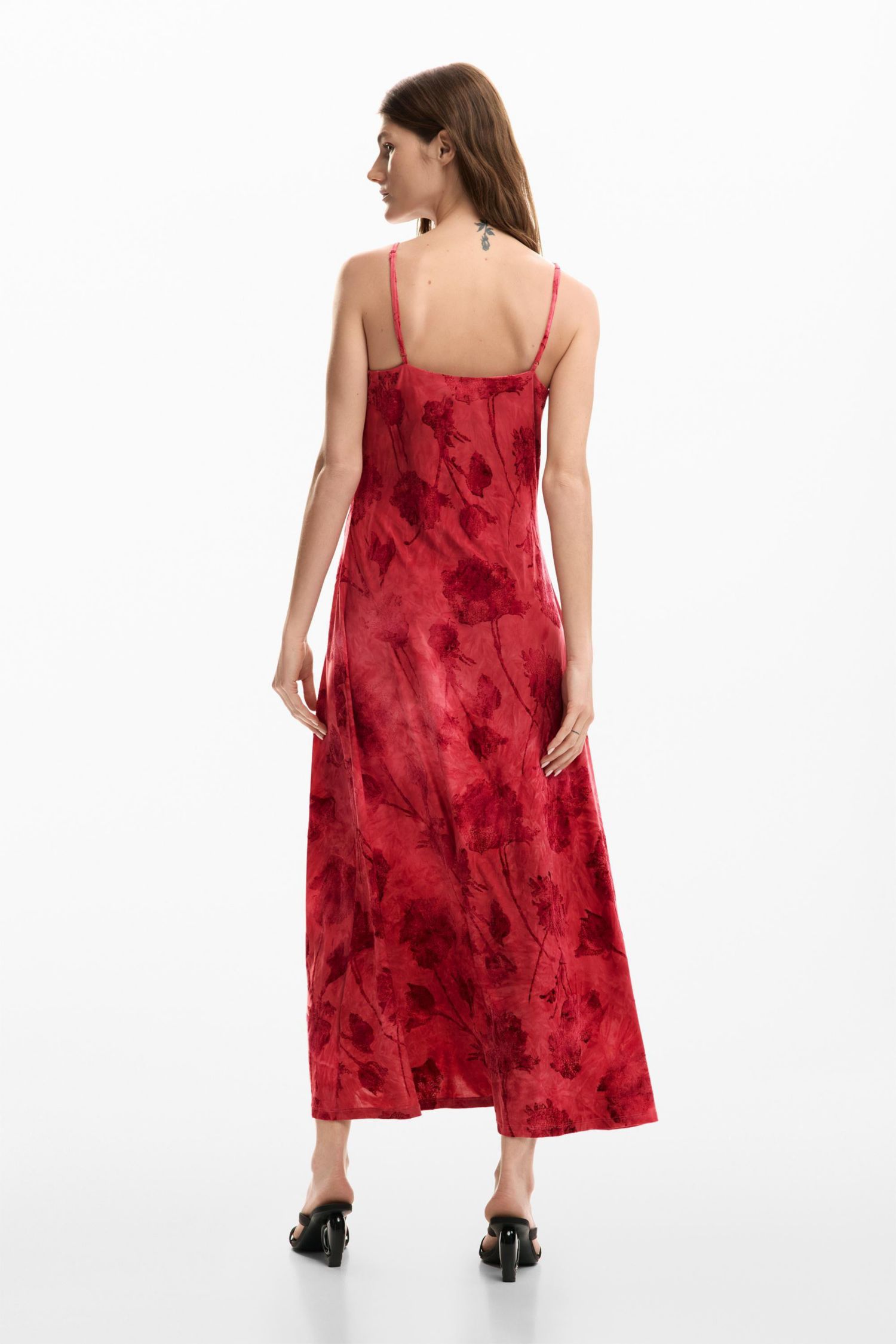 Women's Flocked strap dress