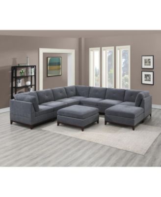 Modular Sectional 9 Piece Set in Chenille Fabric