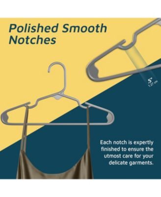 Kids Plastic Hangers, Gray, 11.6", with shoulder notches, space-saving, hold 5 lbs, ideal for baby, toddler & kids  clothes, 50-pack.