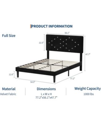 Easy Assembly Full Bed Frame Upholstered Platform Bed Space Saving, for Living Room, Guest Room