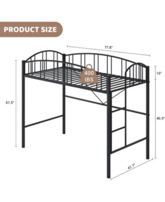 Easy Assembly Twin Loft Bed – Heavy Duty Metal Frame Space Saving, for Living Room, Guest Room