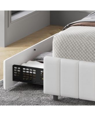 Easy Assembly Queen Size Upholstered Bed Frame Space Saving, for Living Room, Guest Room