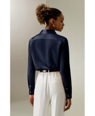 Women's Spread Collar Silk Shirt