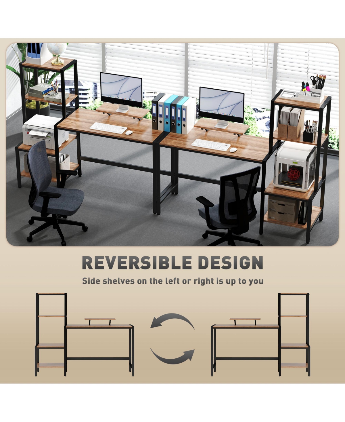 Homcom Computer Desk with Monitor Sd 4-Tier Shelf Home Office Desk