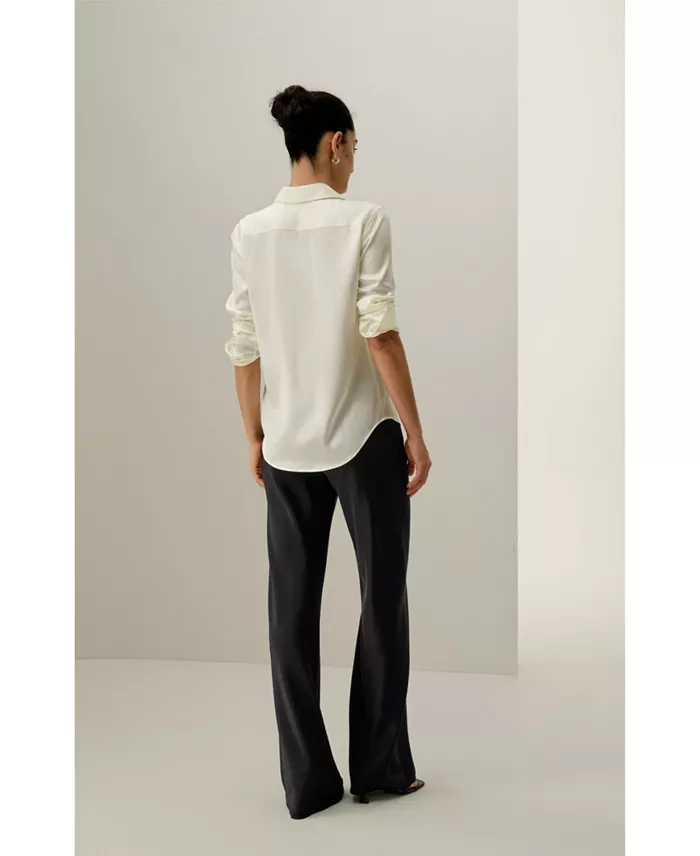 Women's Spread Collar Silk Shirt - thumbnail 3