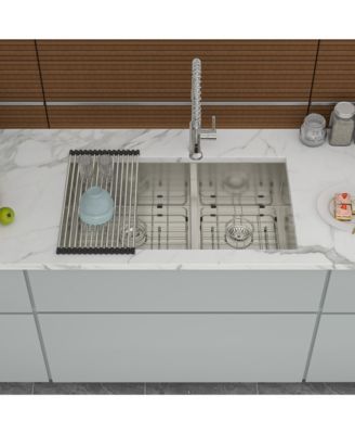 28x19x10 Inch Double Bowl 6040 Undermount Kitchen Sink 16 Gauge T304 Stainless Steel With Two 10 Inch Deep Basin