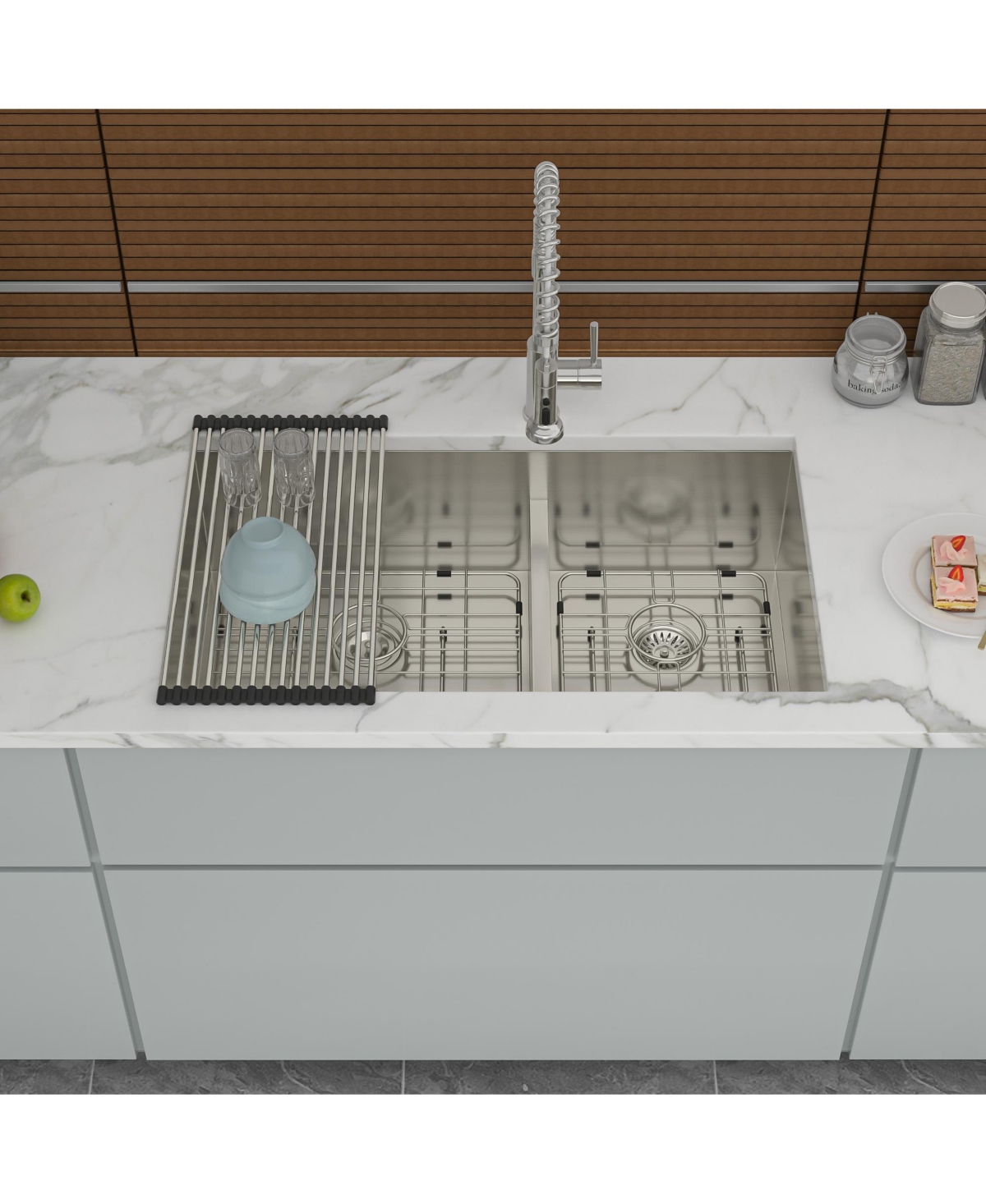 flynama 28x19x10 Inch Double Bowl 6040 Undermount Kitchen Sink 16 Gauge T304 Stainless Steel With Two 10 Inch Deep Basin