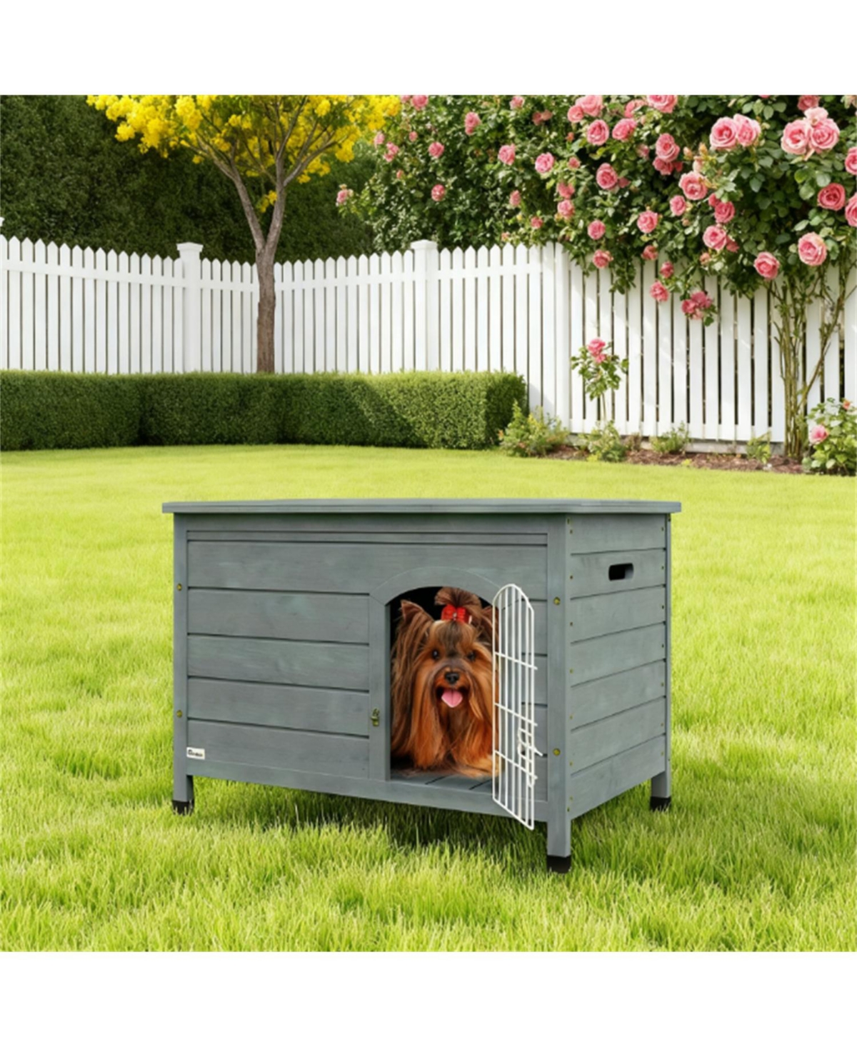 Aostirmotor Dog Cage Kennel Wire Door with Lock in Dark Grey