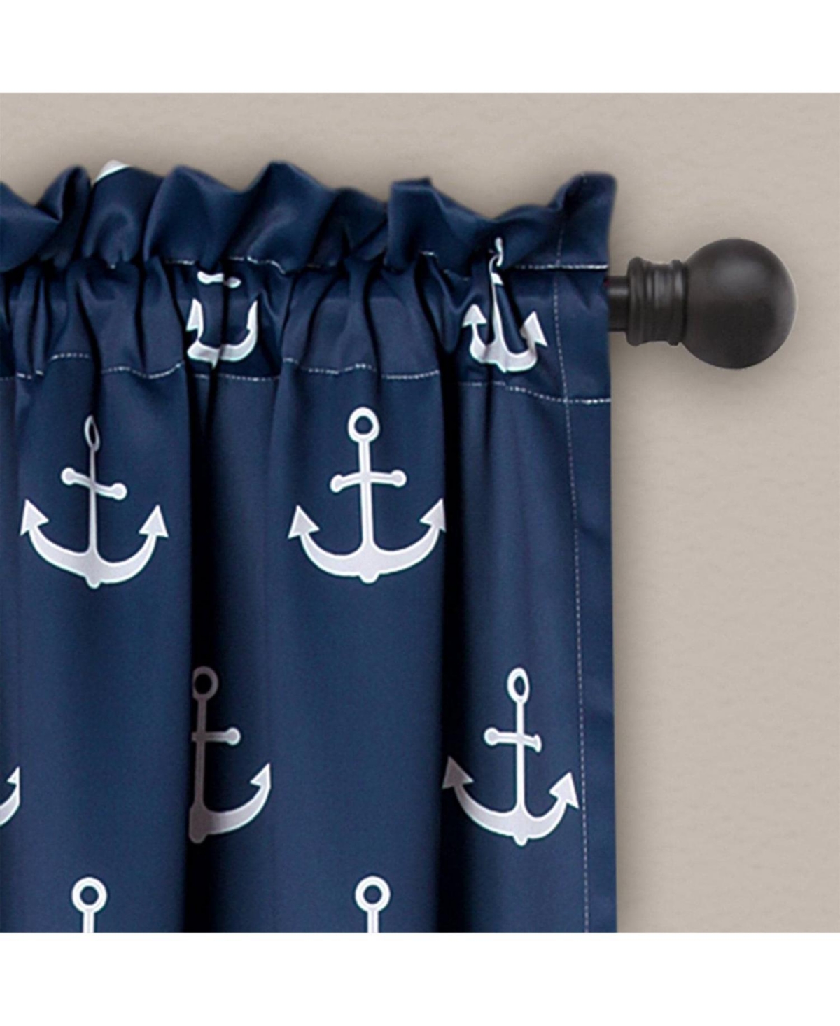 Slickblue 84x52 Inch Navy Nautical Anchor Curtain Set, 2 Panels