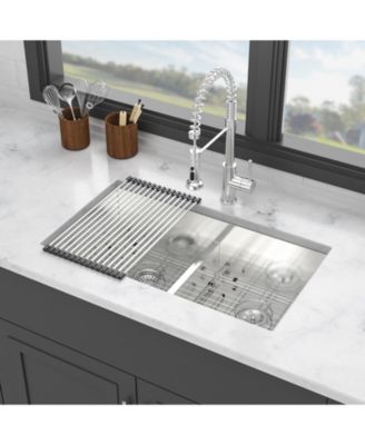 28x19x10 Inch Double Bowl 5050 Undermount Kitchen Sink 16 Gauge T304 Stainless Steel With Two 10 Inch Deep Basin