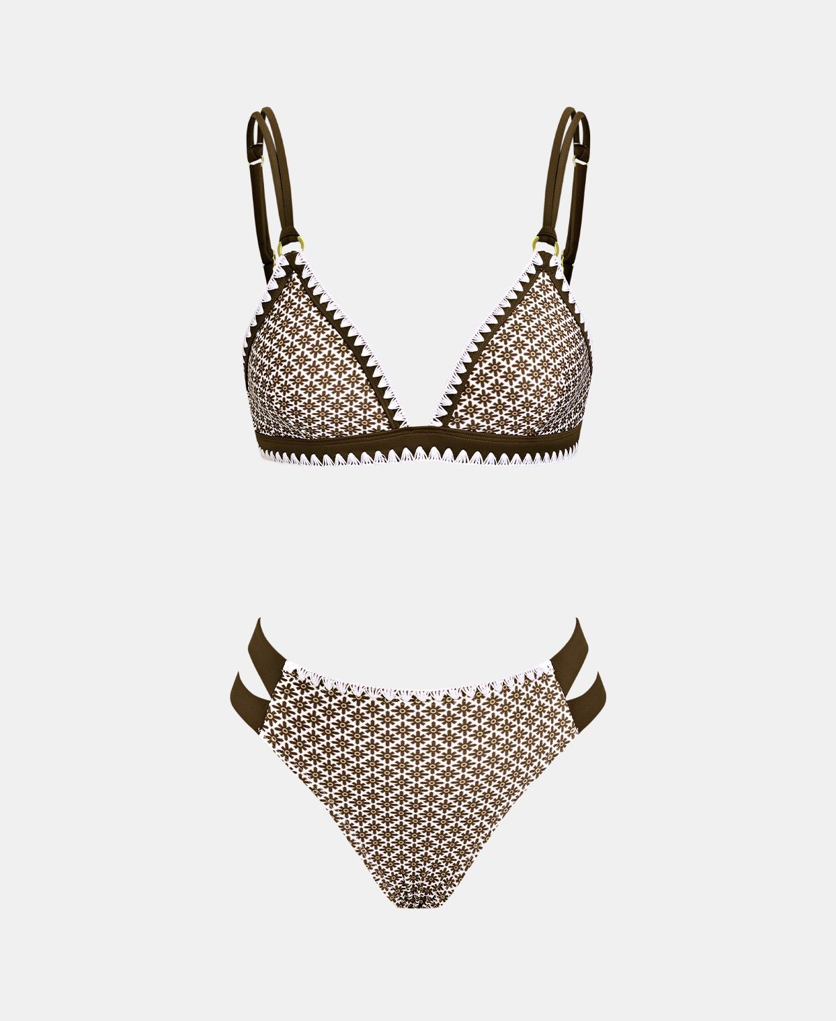 Cupshe Women's V-Neck Triangle Bikini Set with Side Tab Bottom