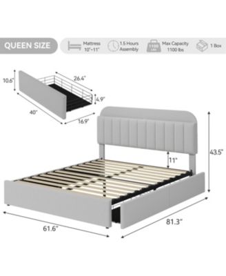 Queen Size Bed Frame Space Saving, for Living Room, Guest Room