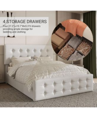 Queen Size Bed Frame Space Saving, for Living Room, Guest Room