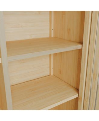 Bamboo Storage Cabinet Large-Capacity Single-Door Storage Cabinet Shelves for Living Rooms