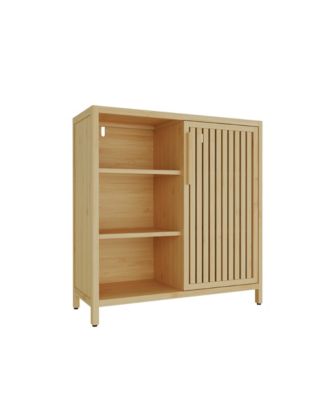 Bamboo Storage Cabinet Large-Capacity Single-Door Storage Cabinet Shelves for Living Rooms