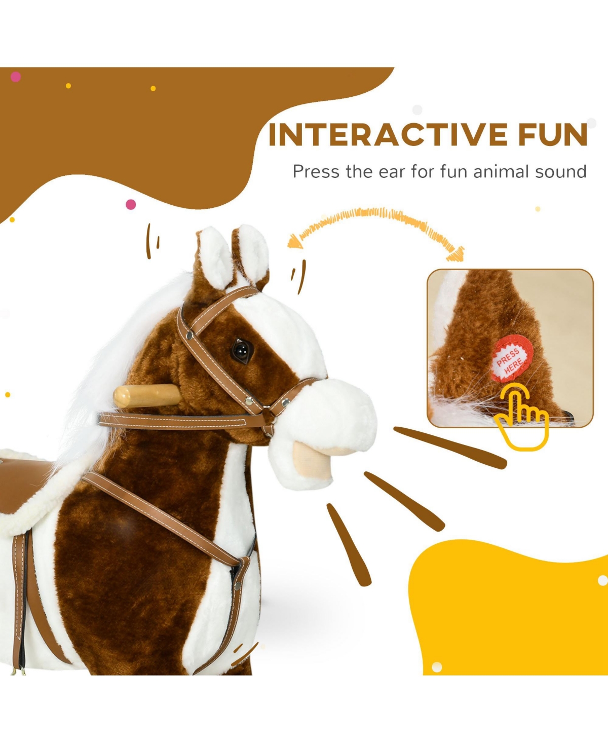 Qaba Rocking Horse Toddler Ride on Horse with Sound Saddle, Brown