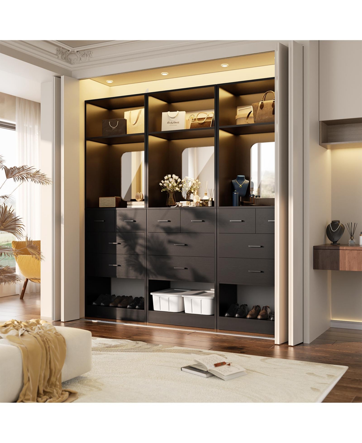 Aheaplus Closet System with Mirror and Drawers