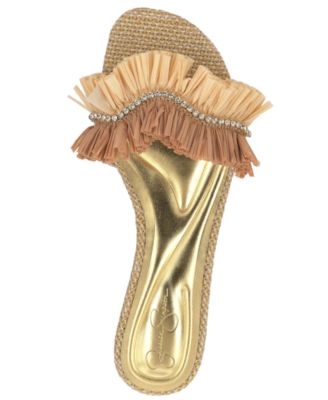 Women's Danive Raffia Fringe Flat Slide Sandals