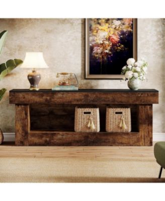 63-inch TV Stand with Storage, Entertainment Center for 60/65/70 Inches TVs, Rustic Media TV Console with Open Storage Space