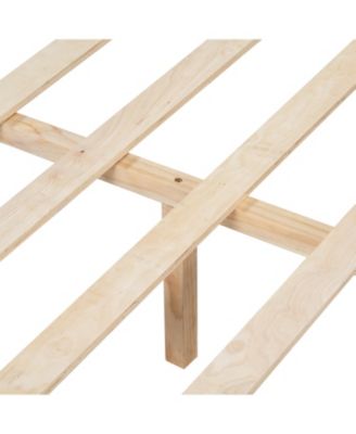 Queen Bed with Woven White Leather Back and Natural Wood Frame