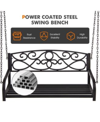 Outdoor 2-Person Metal Porch Swing Chair with Chains
