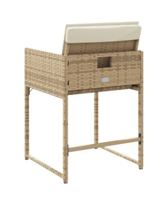 Patio Chairs with Cushions 4 pcs Beige Poly Rattan