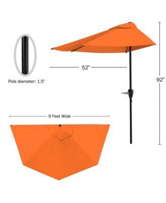 9' Half Round Patio Umbrella, Red