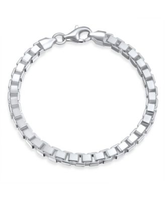 Solid Heavy Venetian Box Link Chain Bracelet .925 Sterling Silver Made In Italy 7.5 Inch