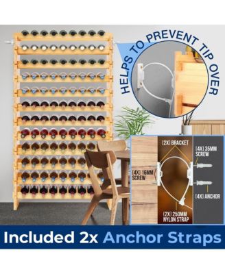 12-Tier Bamboo Wine Shelf for 108 Bottles with Adjustable Shelves