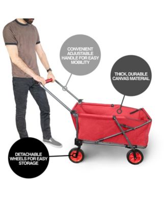 Large Folding Portable Wagon with Travel Wheels, Red