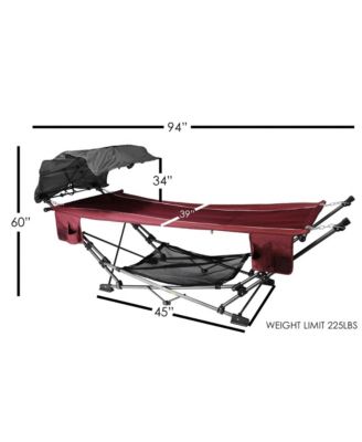 Limited Portable Folding Hammock with Retractable Canopy, Red