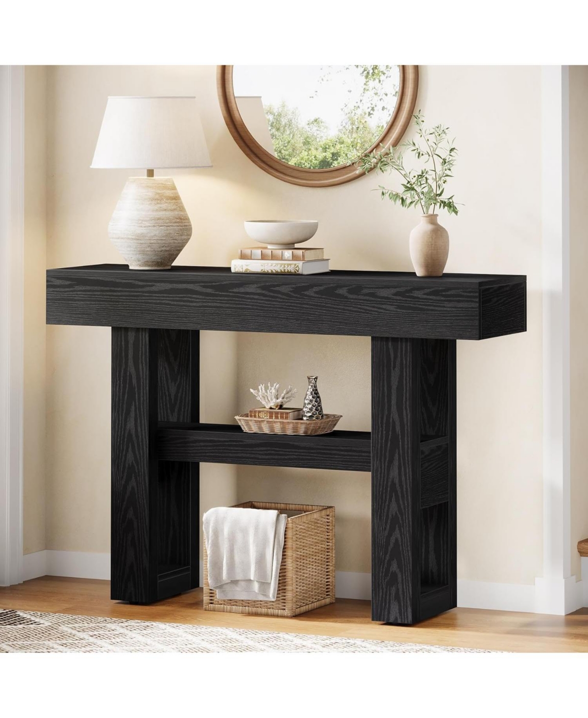 Tribesigns 41.34-Inch Farmhouse Console Table, 2-Tier Narrow Sofa Table Behind The Couch