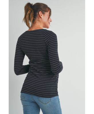 Maternity Long Sleeve Striped Nursing Top