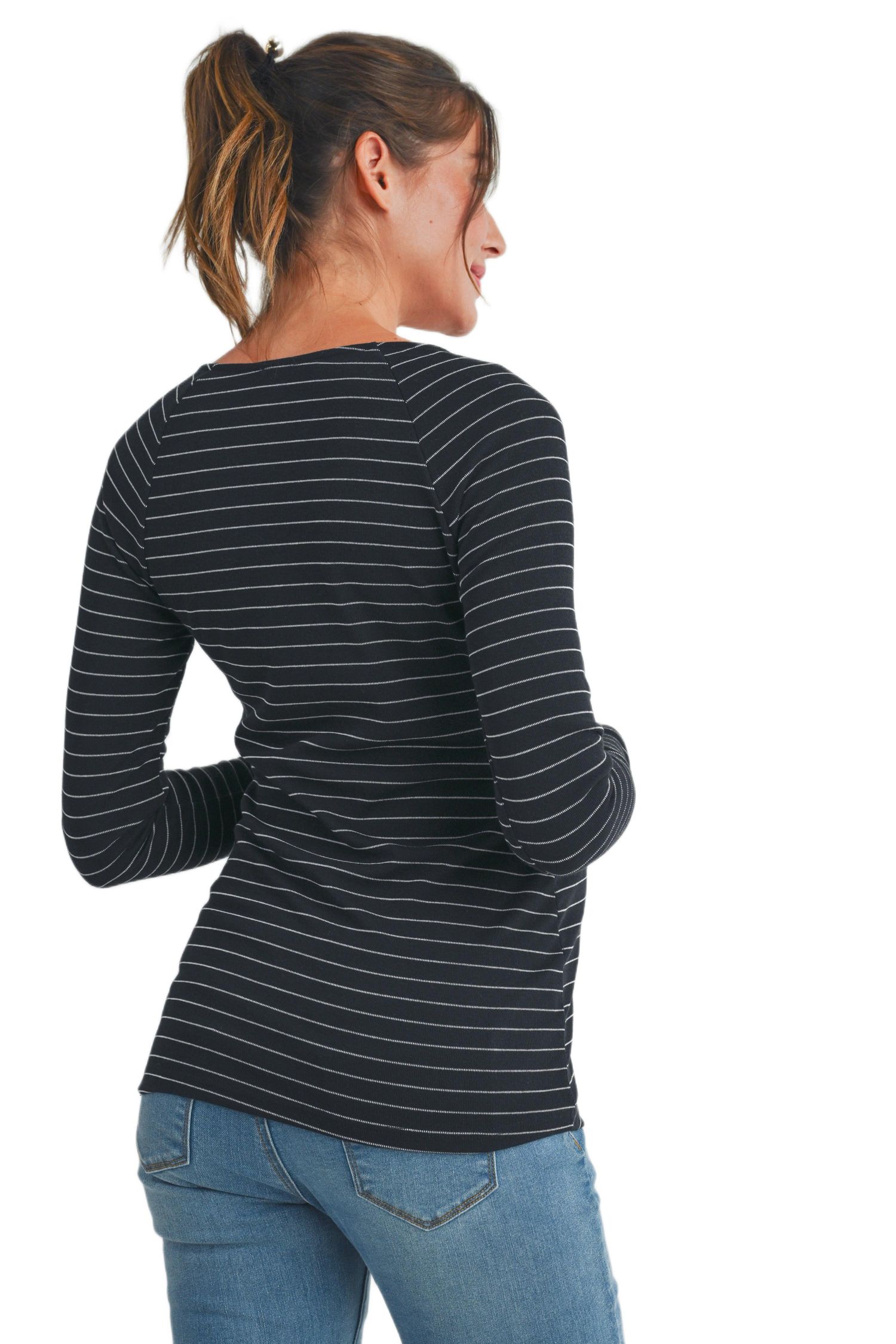 Maternity Long Sleeve Striped Nursing Top