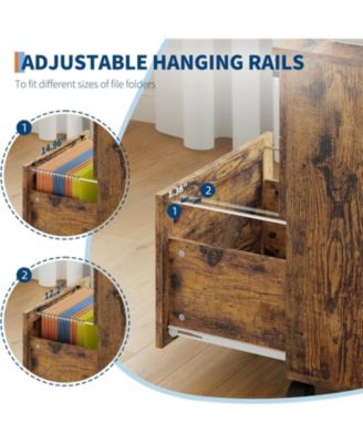 3-Drawer Rolling File Cabinet with Lock, Wooden Mobile Filing Cabinet for Home Office, Under Desk Storage